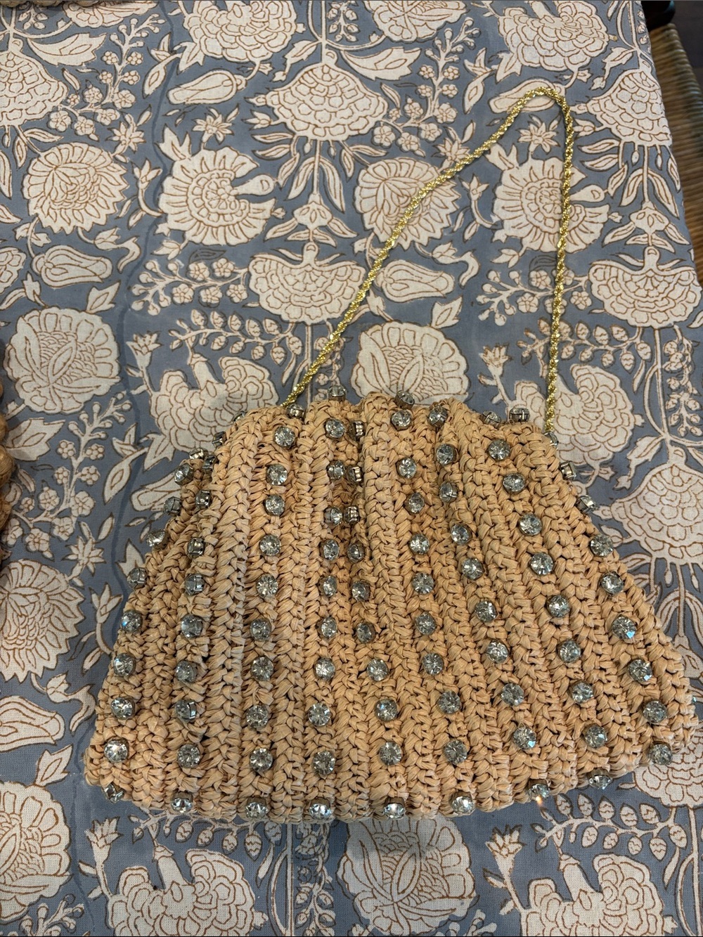 Loeffler Randall Beige Rhinestone Crochet Shoulder Bag